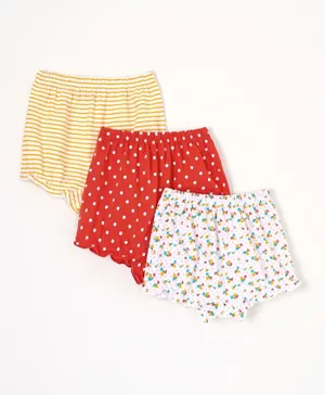 Babyhug Cotton Bloomers Stripes & Polka Dots Print Pack of 3 - Red White