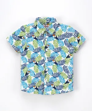 Babyhug Half Sleeve Cotton Knitted Shirt Printed - Blue