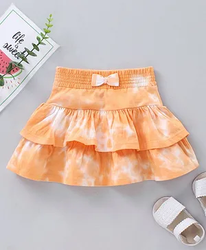 Babyhug Knit Knee Length Layered Skirt - Orange