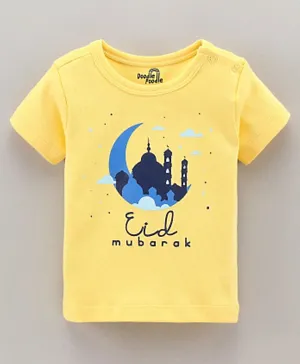 Doodle Poodle Half Sleeves Tee Eid Print - Yellow