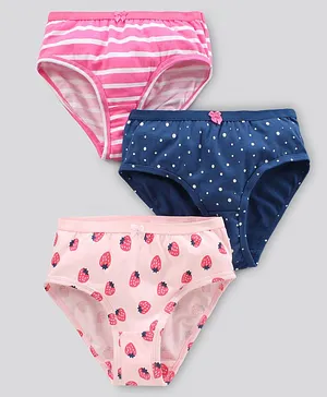 Pine Kids Anti Bacterial & Biowashed Panties Polka Dots & Strawberry Print Pack of 3 - Assorted
