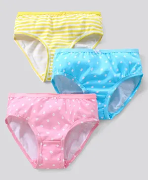 Pine Kids Cotton Lycra Anti Bacterial Panties Stripe And Dot Print Pack Of 3 - Assorted