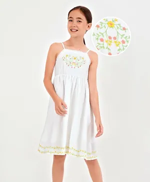 Prime Gino Embroidered Frock - White