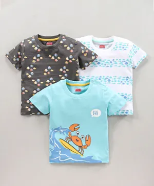Babyhug Half Sleeves Printed T-Shirt Pack of 3- Multicolor