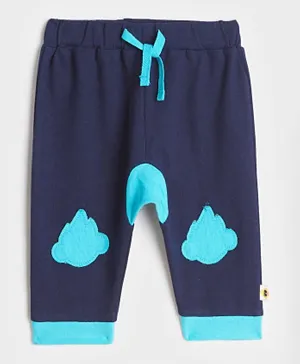 Cheekee Munkee Cotton Knit Patch Pants - Blue