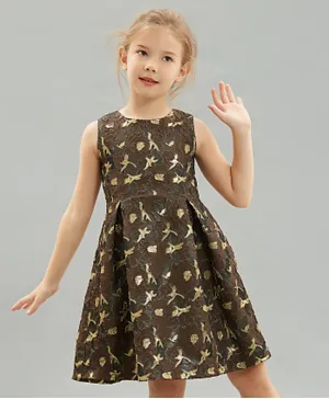 SAPS Embroidered Dress - Brown