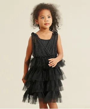 SAPS Soft Net Bow Detail Tutu Dress - Black
