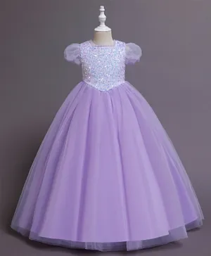 Kookie Kids Applique Sequins Gown - Purple