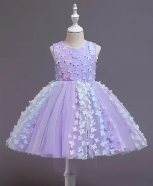 Kookie Kids Flower Applique Dress - Purple