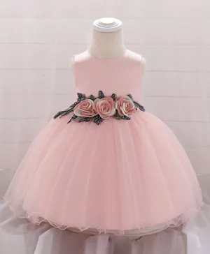 Kookie Kids Flower Applique Dress - Pink