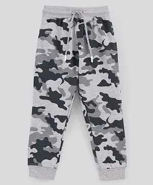 Pine Kids Bio-Washed Cotton Looper Knitted Lounge Pant Camo Print - Grey Melange
