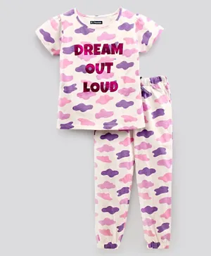 Pine Kids Bio Washed Half Sleeves Pyjama Set - Multicolor