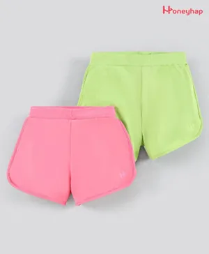 Honeyhap Premium 100% Cotton   Anti-Microbial  Finish Solid Shorts Pack of 2 - Pink Green