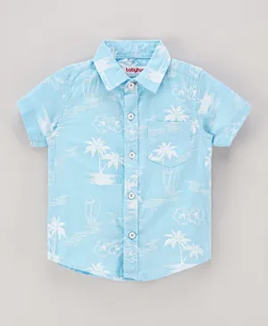 Babyhug Half Sleeves Cotton Printed Shirt - Blue