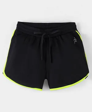 Pine Active Mid Thigh Length Solid Color Shorts  - Black