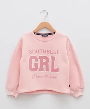 LC Waikiki South Blue GRL Graphic Sweatshirt - Pink