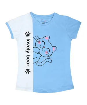 Babyqlo Cute Kitty Short Sleeves T-Shirt - Blue