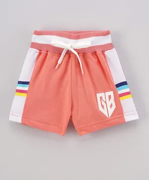 Game Begins Graphic Detail Striped Shorts  - Coral
