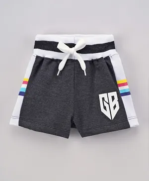 Game Begins Graphic Detail Striped Shorts  - Grey