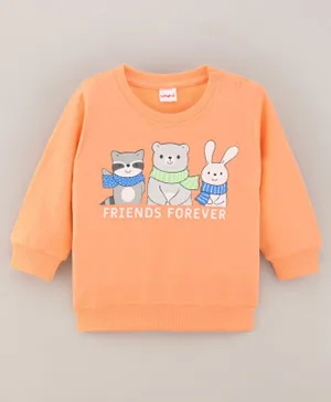 Babyhug Full Sleeves Sweatshirt Animal Print - Peach