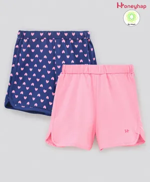 Honeyhap Premium 100% Cotton Printed Jersey Shorts with Bio Finish Pack of 2 - Candy Pink Limoges