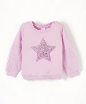 Babyhug Full Sleeves Sweatshirt Star Embroidery - Pink
