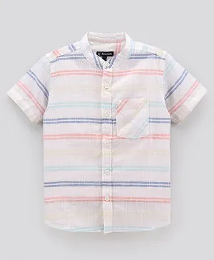 Pine Kids Half Sleeves Softner Wash Stripe Shirt - Multicolor