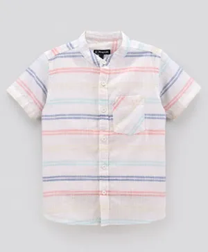Pine Kids Half Sleeves Softner Wash Stripe Shirt - Multicolor