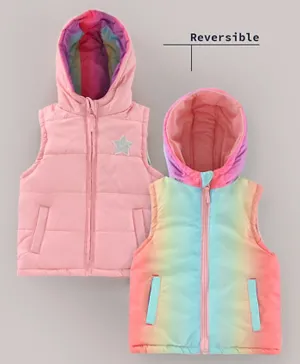 Babyhug Full Sleeves Hooded Reversible Padded Winter Jacket Color Block - Multicolor