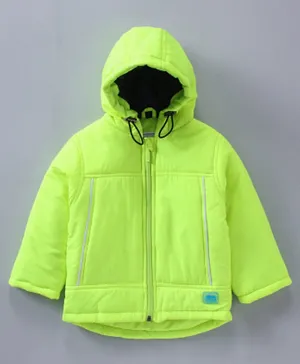 Babyhug Polyester Woven Full Sleeves Winter Jacket Solid - Lime