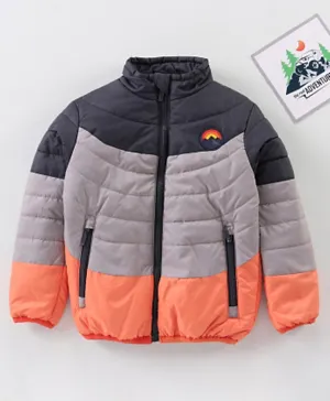 Babyhug Full Sleeves Color Block Quilted Jacket - Multicolour
