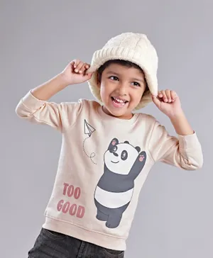 Babyoye Full Sleeves Cotton Sweatshirt Panda Print- Beige