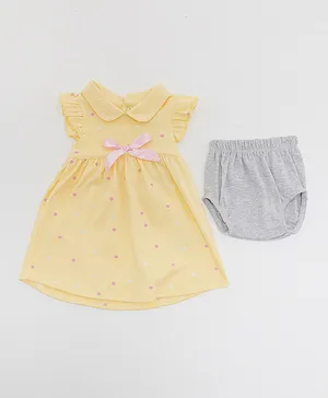 R&B Kids Cap Sleeves Dress with Bloomer - Light Yellow