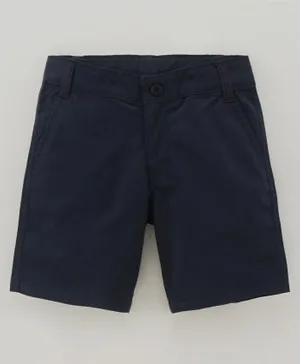Pine Kids Cotton Short Length Shorts Solid - Navy Blue