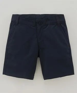 Pine Kids Cotton Short Length Shorts Solid - Navy Blue