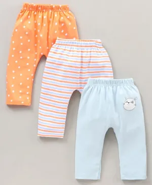 Babyhug Cotton Full Length Diaper Pants Pack of 3 - Multicolour