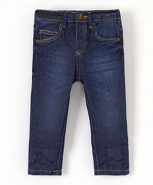 Babyhug Full Length Washed Denim Jeans - Blue