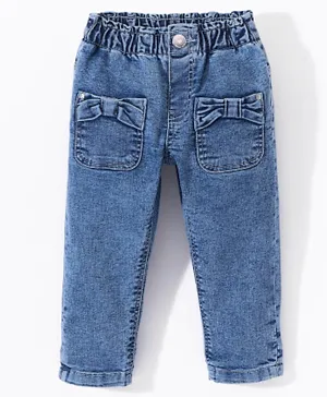 Babyhug Denim Full Length Stretchable Jeans Solid Color - Blue