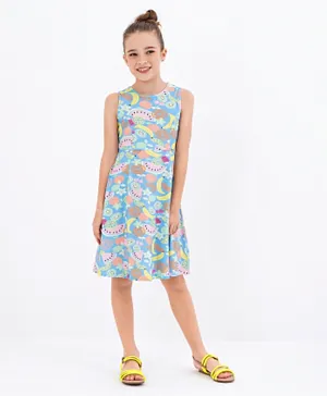 Primo Gino - All Over Fruit Printed Frock - Blue
