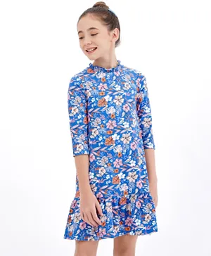 Primo Gino - All Over Floral Print Dress - Blue