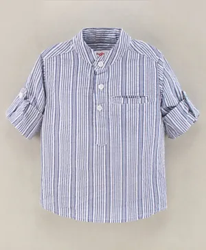 Babyhug Cotton Full Sleeves Striped Shirt - Blue