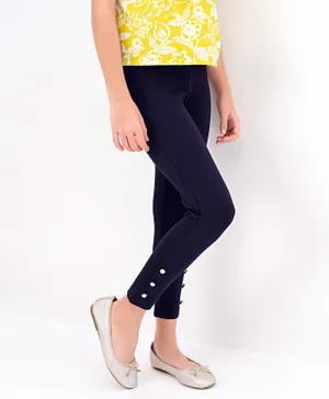 Primo Gino - Jeggings with Button Details - Navy