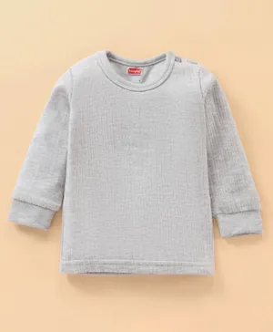 Babyhug Full Sleeves Knit Solid Thermal Vest - Light Grey