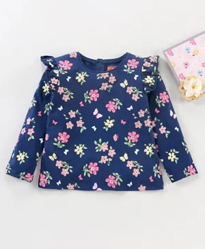 Babyhug Full Sleeves Top With Graphics Print - Navy Blue