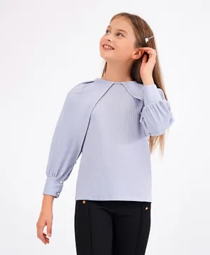 Primo Gino Cape Sleeves With Shimmer Top & Fancy Buttons - Blue
