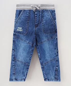 Babyhug Full Length Solid Color Denim Jeans - Blue