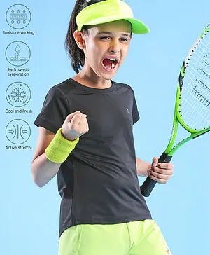 Pine Active Skin Friendly & Breathable Half Sleeves Sportswear T-Shirt - Black