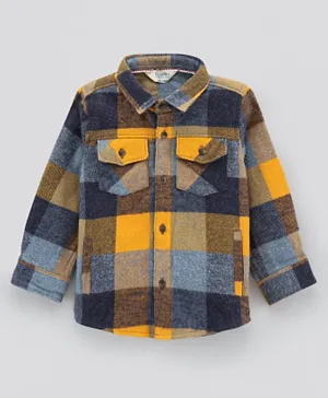 Bonfino Full Sleevs Flannel Check Shirt With Patch Pocket - Yellow