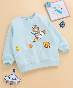 Babyoye Full Sleeves Cotton Sweatshirt Space Print- Blue