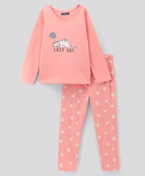 Pine Kids Full Sleeves Biowashed Night Suit - Pink